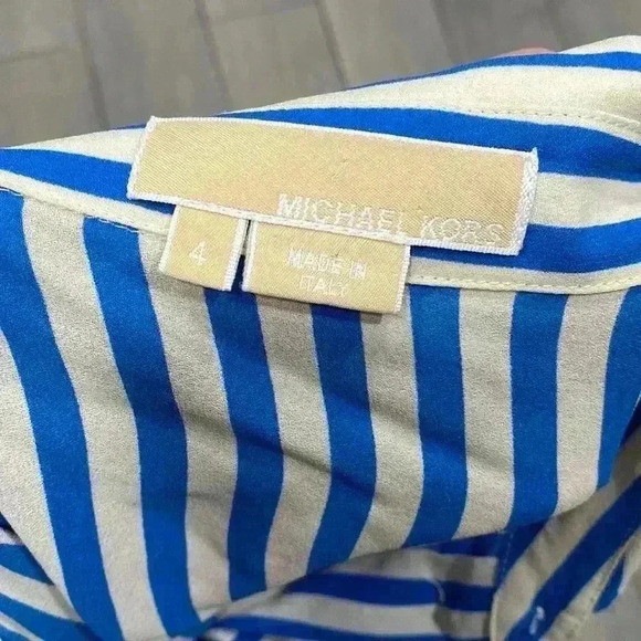 Michael Kors 100% Silk Women’s Button Down Cobalt White Size 4 - Picture 7 of 10